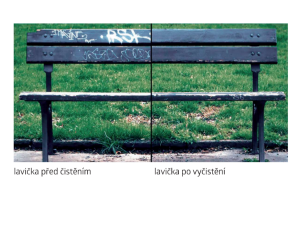 Vlhčené ubrousky Graffiti SafeWipes - lavička před a po vyčištění
